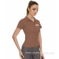 Brown Nylon Soft Standing Collar Riding Tops